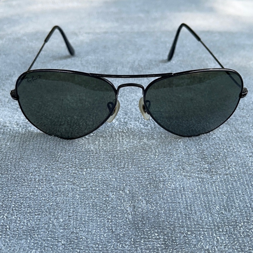 RAY-BAN RB3025 UNISEX AVIATOR TOTAL BLACK POLARIZED SUNGLASSES 58x14